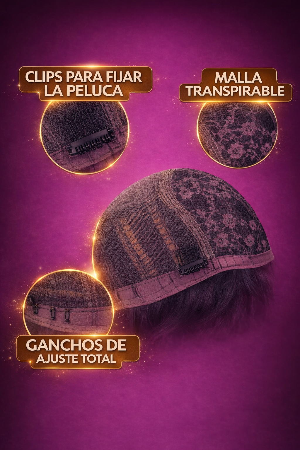 Peluca Aura wigs - Cabello Negro Ondulado