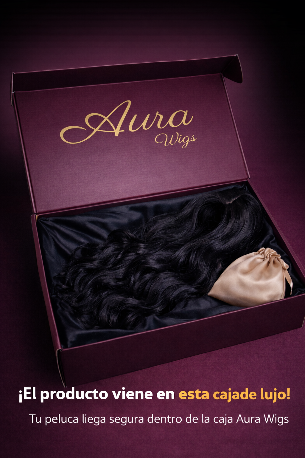 Peluca Aura wigs - Cabello Negro Ondulado