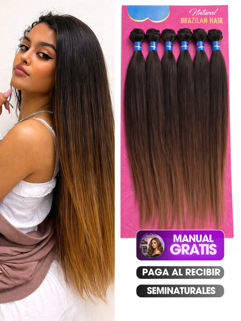 EXTENSIONES SEMINATURALES LISAS + EBOOK GRATIS
