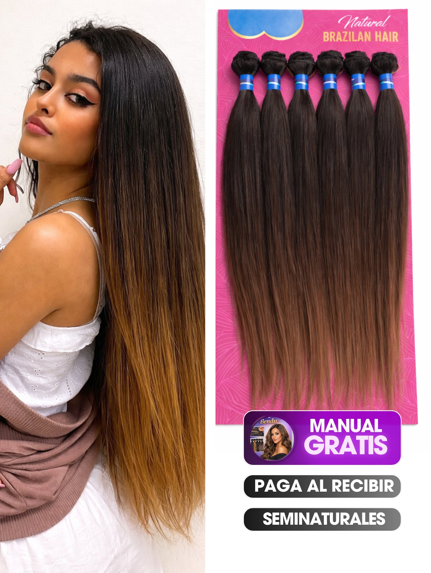 EXTENSIONES SEMINATURALES LISAS + EBOOK GRATIS