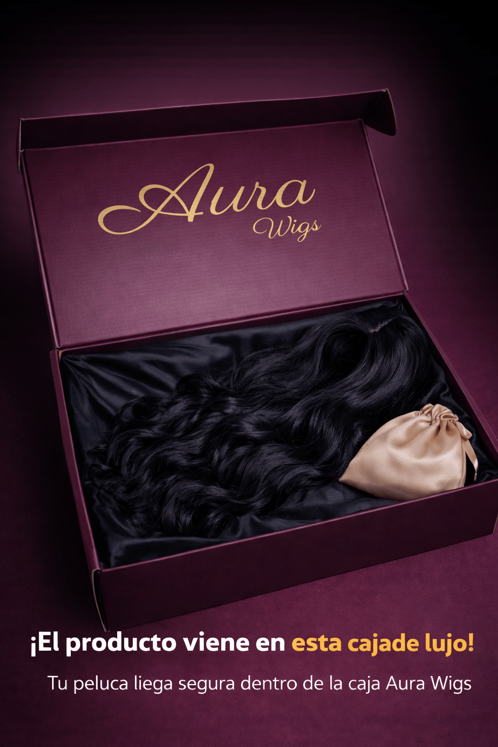 Peluca Aura wigs - Cabello Negro Ondulado - Tienda Colombia