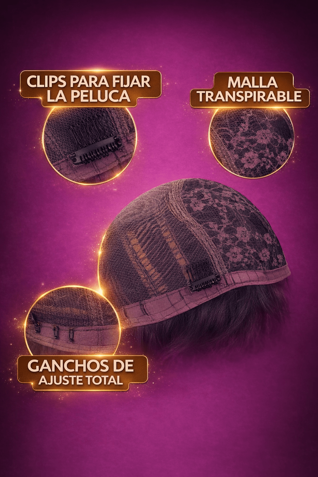 Peluca Aura wigs - Cabello Negro Ondulado - Tienda Colombia